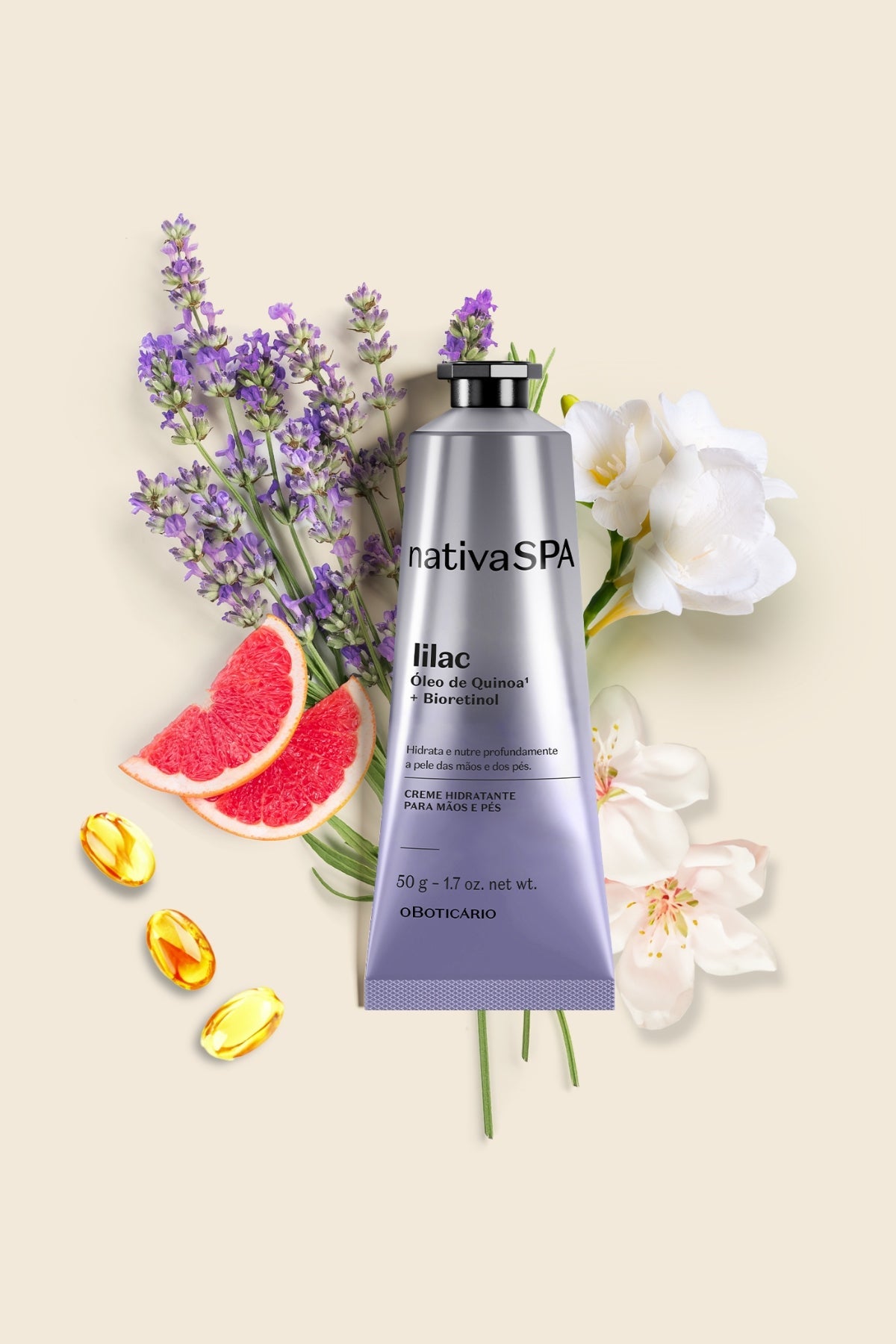 Creme Hidratante para Mãos e pes Desodorante Nativa SPA Lilac 50g