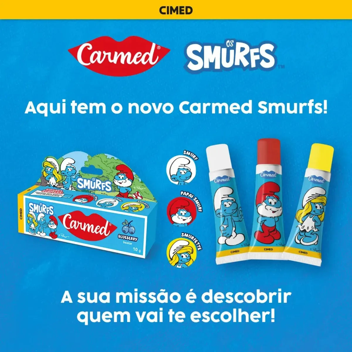 Hidratante Labial Carmed Smurfs - Blueberry 10g