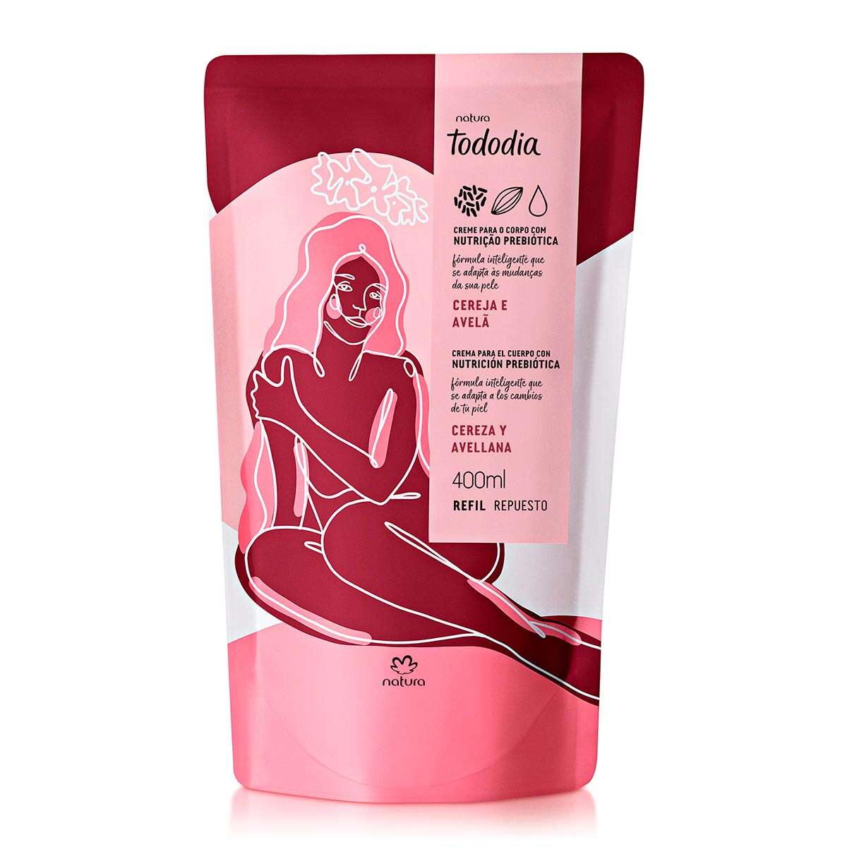 Recambio de crema hidratante corporal Tododia Cereza y Avellana 400 ml