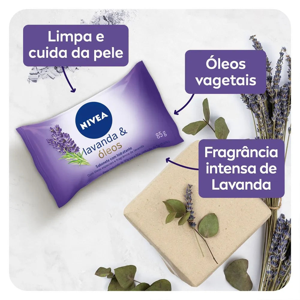 Sabonete Em Barra Hidratante Nivea Lavanda E Oleos 85g