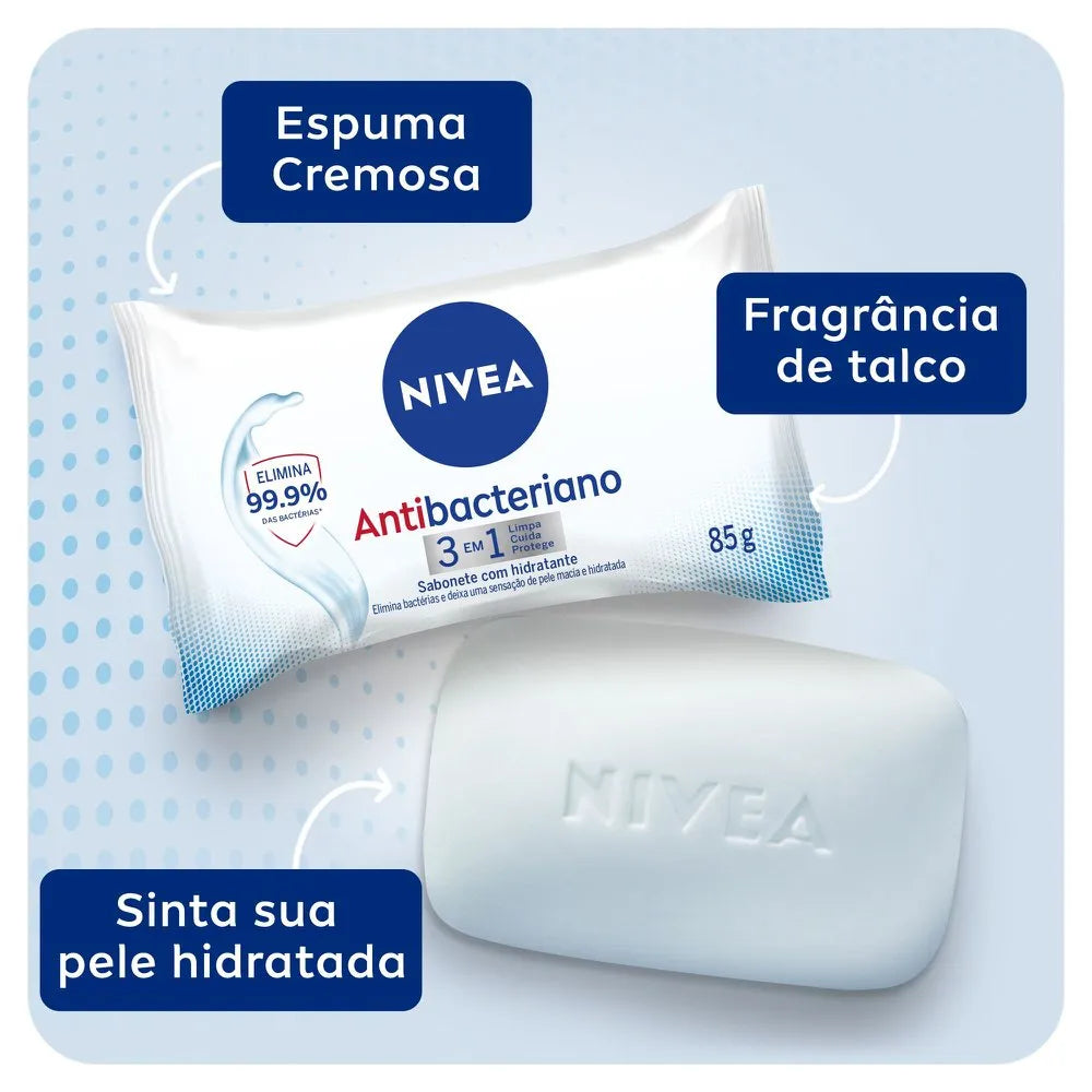 Sabonete Em Barra Nivea Antibacteriano 3 Em 1 -  85g