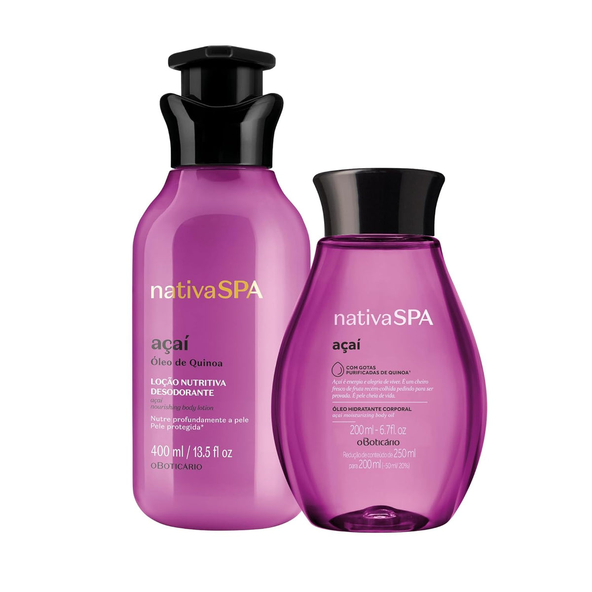Kit Nativa Spa Açaí : Hidratante Corporal 400ml+ Óleo Hidratante 200ml