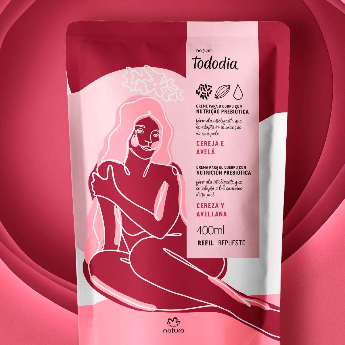 Tododia Refil Hidratante Corporal Cereja e Avelã Tododia 400ml