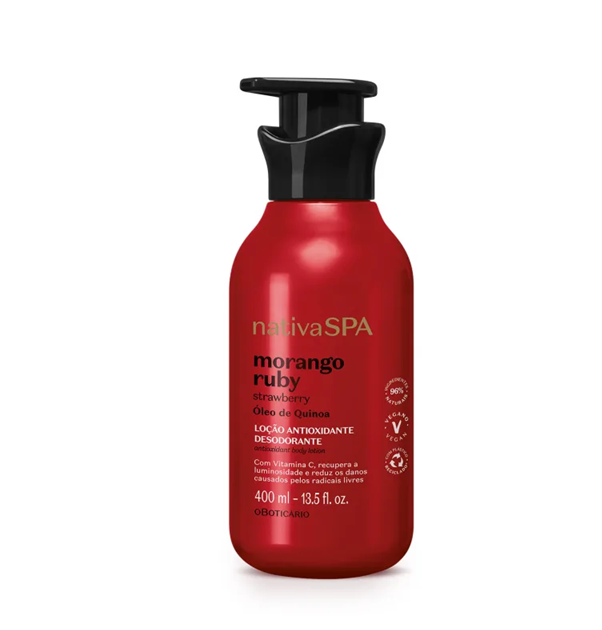 Loção Antioxidante Desodorante Corporal Nativa SPA Morango Ruby 400ml